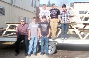 Florence-Carlton High School woods class instructor Weston Jones with students Austin Krier, Tanner Lund, Joshua Marquardt, Cody Rolshoven and Noah Sax.   Not pictured: Allison Pederson and Jayden Vogan.